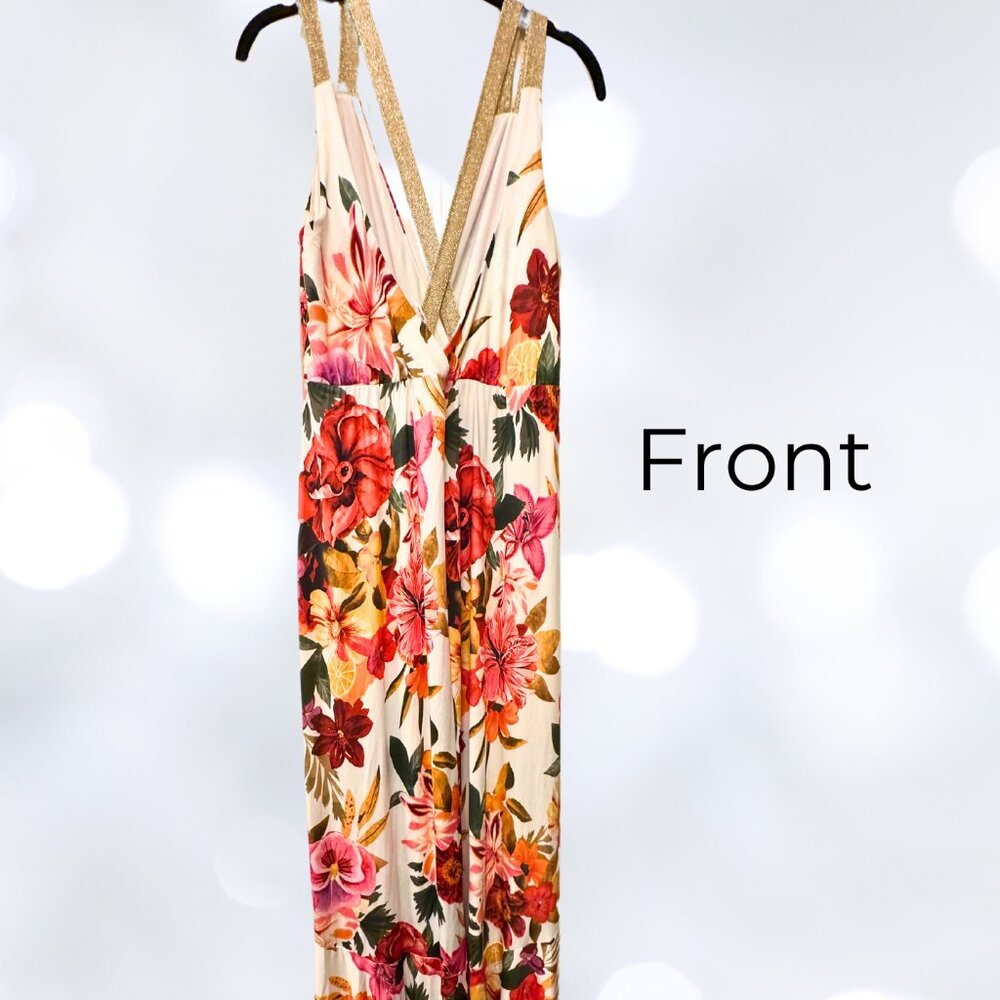 Floral Gold Strapped Dress